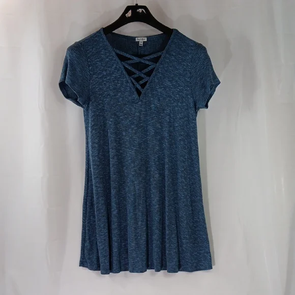 love, Fire | Tops | Love Fire Dress Womens Size Large Blue Crisscross Vneck  | Poshmark